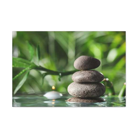 Candle with Bamboo Stem Forest Floral Nature Photography Canvas Wall Art for Hom
